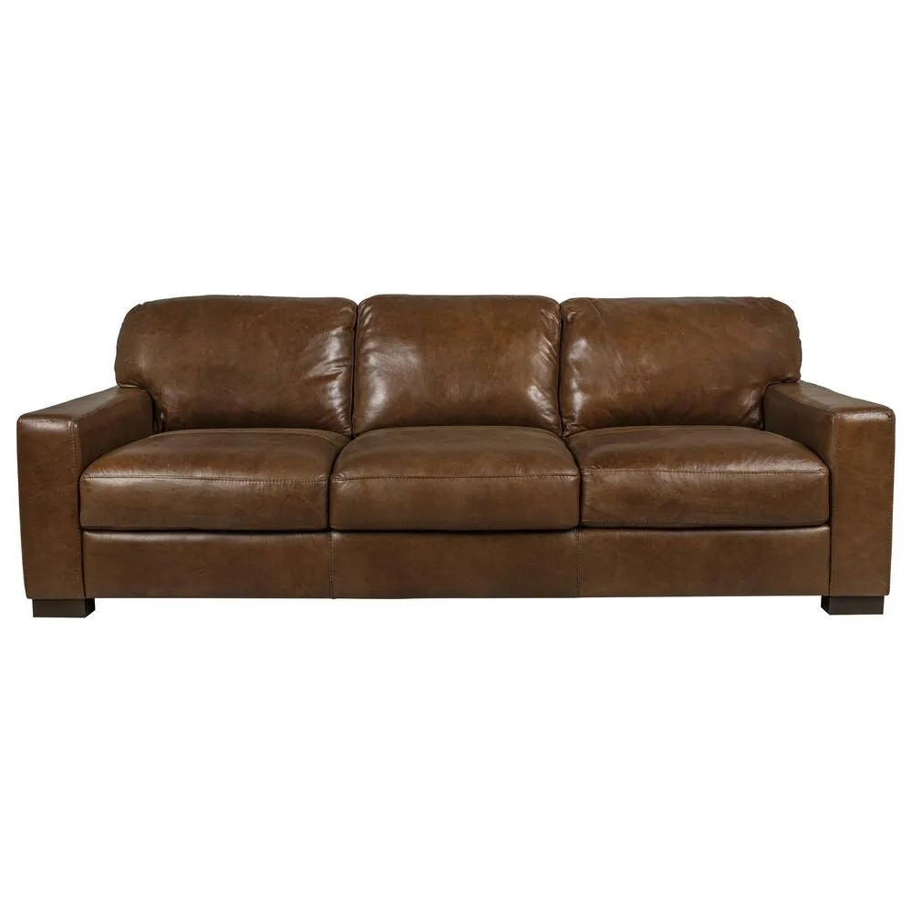 York Top Grain Italian Leather 89" Sofa in Chestnut