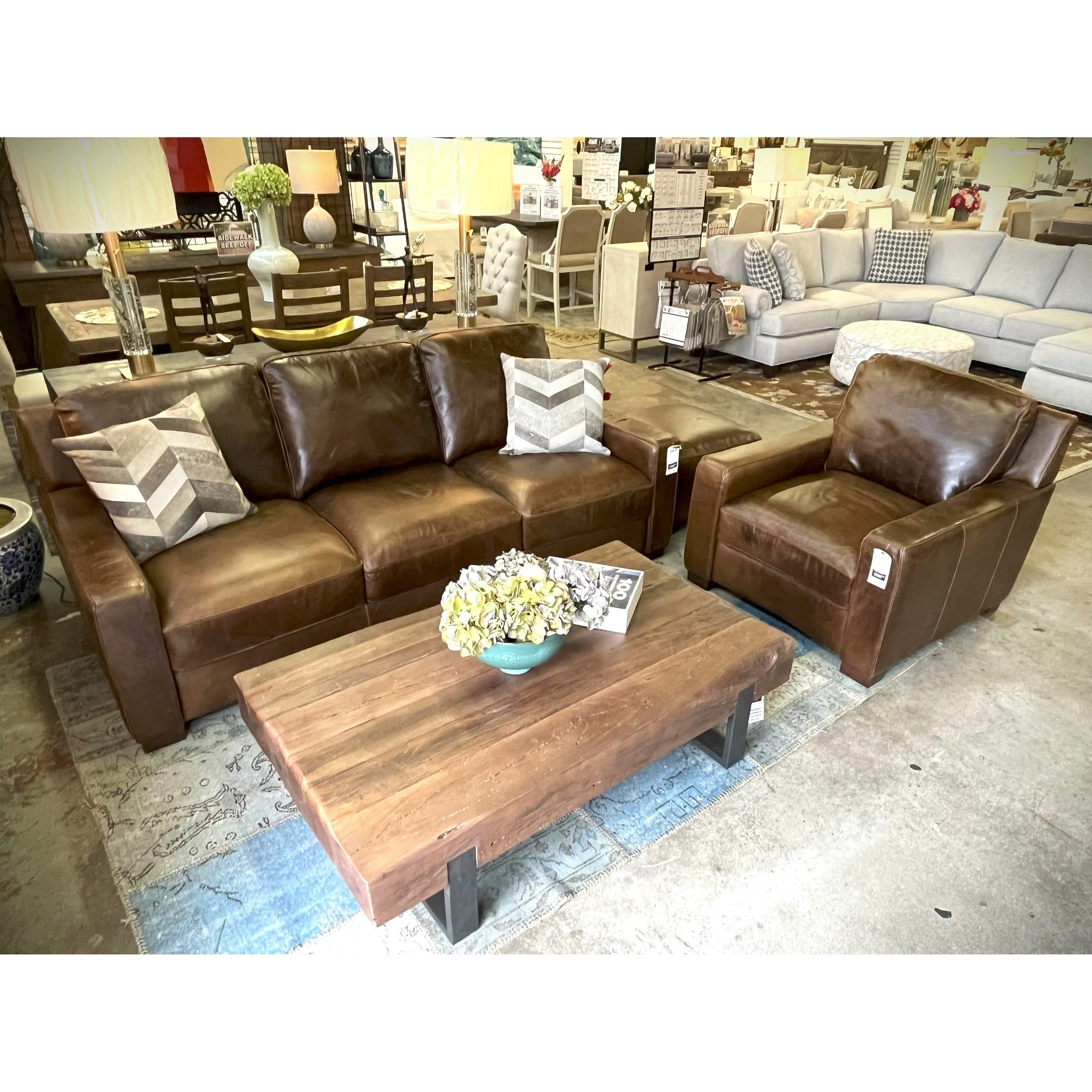 York Top Grain Italian Leather 89" Sofa in Chestnut